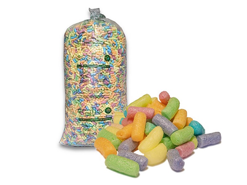 Biodegradable Loose Void Fill - Packing Peanuts Mixed Colours 15 Cubic Foot Bags, Ecoflo