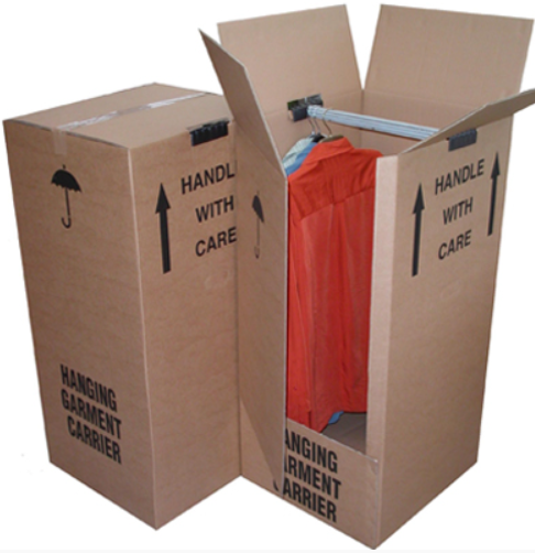 Wardrobe Boxes With Rail 20 x 19 x 38", Double Wall Cardboard Box
