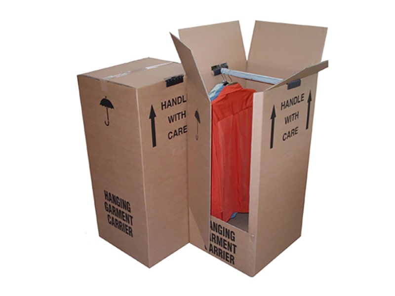 XL Wardrobe Boxes With Rail 20 x 19 x 49", Double Wall Cardboard Box