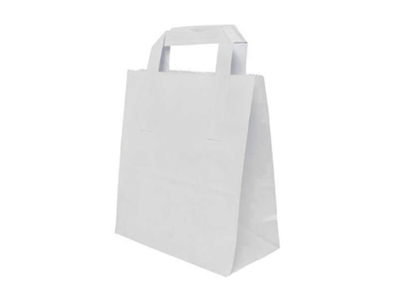 Small White Takeaway Kraft Paper Bags 7x3.5x8.5"